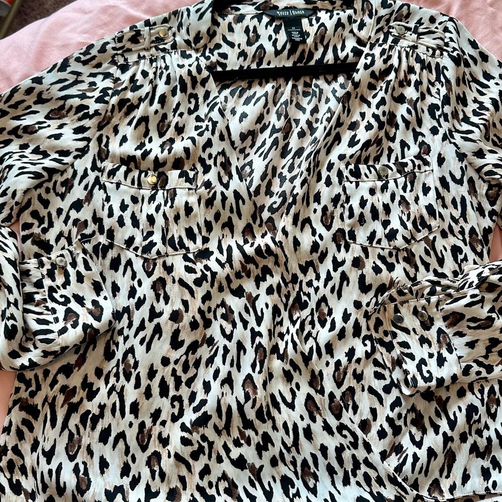 White House Black Market Leopard Print Top Size 12